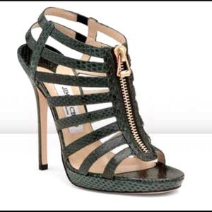 Jimmy Choo Green Glenys Elaphe Snakeskin sandals